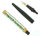 C1900 AIKIN LAMBERT TAPER CAP PEARL ABALONE SLAB FOUNTAIN PEN RESTORED OFFERED BY ANTIQUE DIGGER