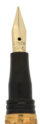 C1900 AIKIN LAMBERT TAPER CAP PEARL ABALONE SLAB FOUNTAIN PEN RESTORED OFFERED BY ANTIQUE DIGGER