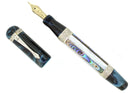 ANCORA CAPRI BLUE FOUNTAIN PEN STERLING TRIM 18K BROAD NIB NEAR MINT IN BOX OFFERED BY ANTIQUE DIGGER