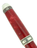 AURORA 85TH ANNIVERSARY LIMITED EDITION STERLING SILVER & RED MARBLED ROLLERBALL PEN OFFERED BY ANTIQUE DIGGER