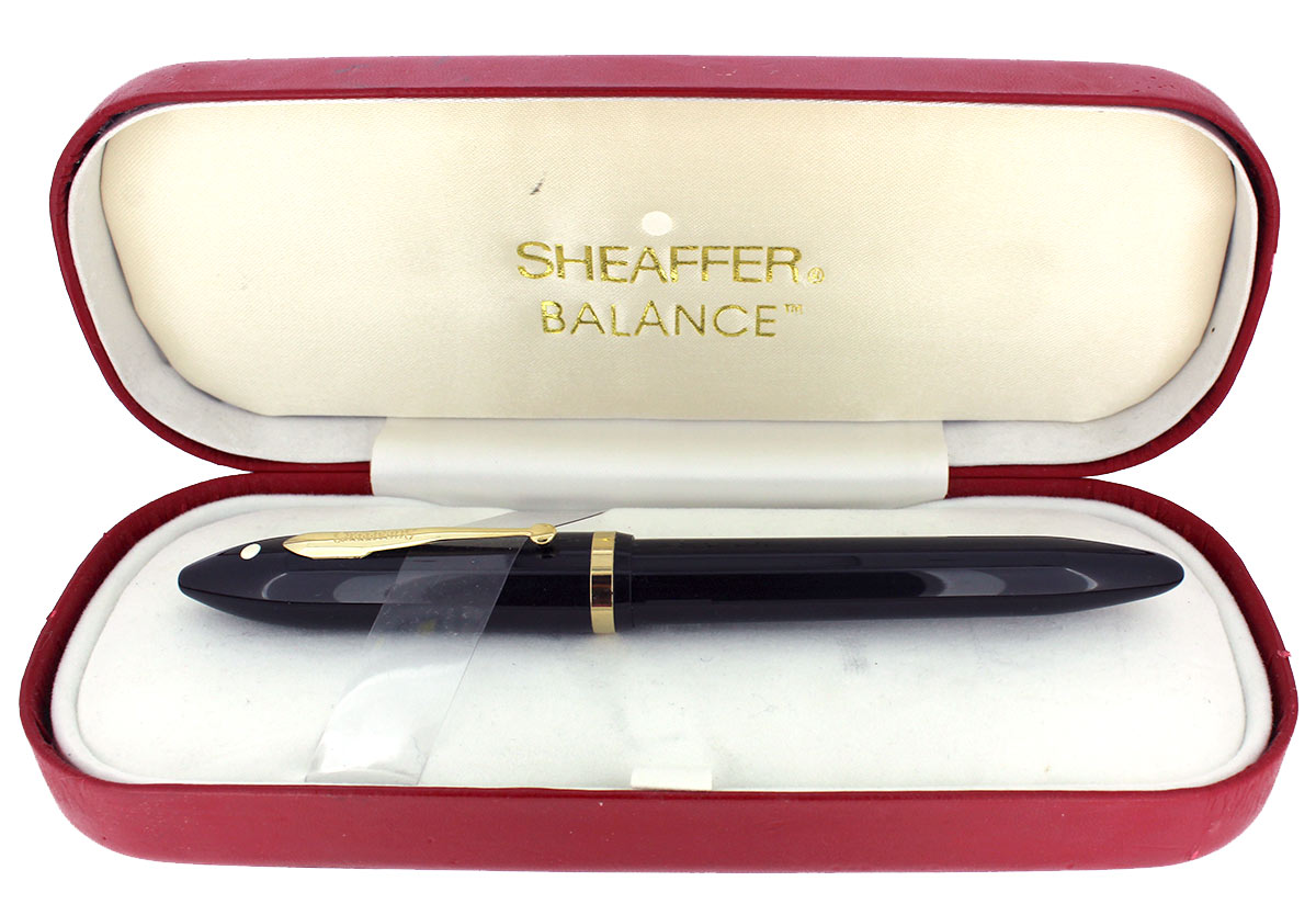 SHEAFFER BALANCE II WHITE DOT JET BLACK NOS MEDIUM 14K NIB FOUNTAIN PEN ...