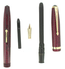 CIRCA 1956 CONWAY STEWART RED HERRINGBONE CELLULOID M - BBB FLEX NIB FOUNTAIN PEN RESTORED OFFERED BY ANTIQUE DIGGER