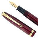 CIRCA 1956 CONWAY STEWART RED HERRINGBONE CELLULOID M - BBB FLEX NIB FOUNTAIN PEN RESTORED OFFERED BY ANTIQUE DIGGER