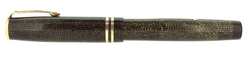 EARLY 1930S CARTER FOUNTAIN PEN OLIVE SNAKESKIN CELLULOID OFF CATALOG RESTORED OFFERED BY ANTIQUE DIGGER