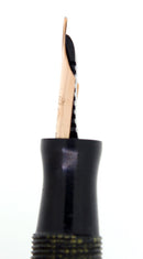 EARLY 1930S CARTER FOUNTAIN PEN OLIVE SNAKESKIN CELLULOID OFF CATALOG RESTORED OFFERED BY ANTIQUE DIGGER