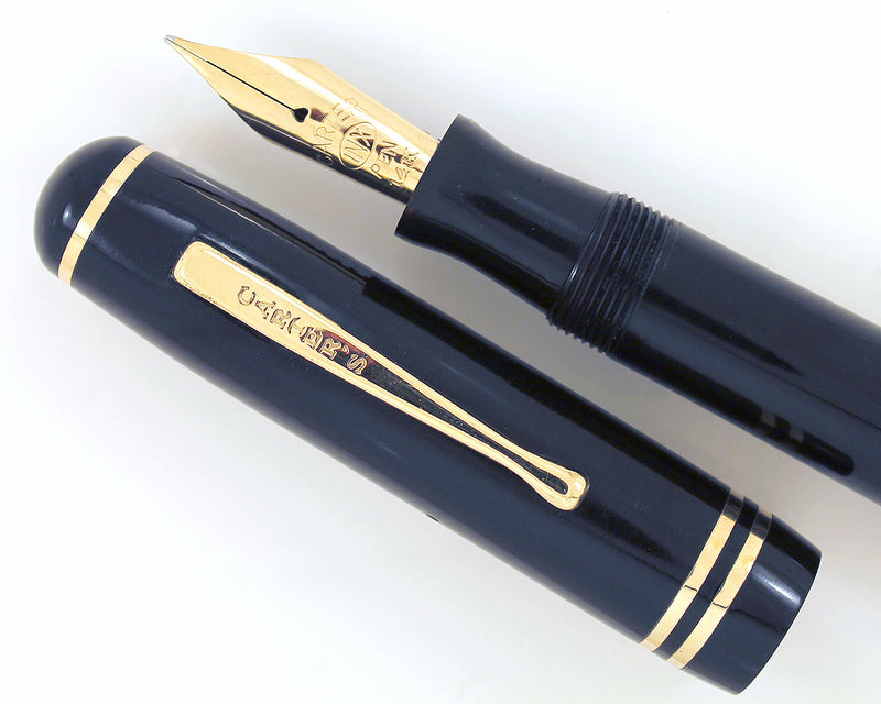1930s CARTER'S JET BLACK CELLULOID FOUNTAIN PEN WITH M to BBB FLEXIBLE NIB IN RESTORED CONDITION OFFERED BY ANTIQUE DIGGER