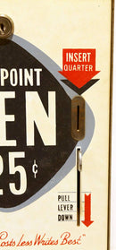 CIRCA 1950s COIN OPERATED BALLPOINT PEN VENDING MACHINE GREAT GRAPHICS WORKING CONDITION OFFERED BY ANTIQUE DIGGER