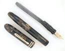RESTORED CIRCA 1930 CONKLIN ENDURA SYMETRIK BRONZE & BLACK CELLULOID FOUNTAIN PEN OFFERED BY ANTIQUE DIGGER