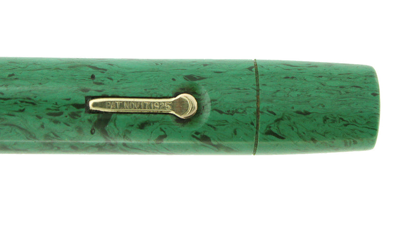 1927 CONKLIN SENIOR ENDURA MEDIUM GREEN HARD RUBBER FOUNTAIN PEN RESTORED OFFERED BY ANTIQUE DIGGER