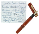 CIRCA 1924 CONKLIN SENIOR ENDURA RED HARD RUBBER CRESCENT FILLER FOUNTAIN PEN OFFERED BY ANTIQUE DIGGER