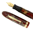CIRCA 1935 CONKLIN NOZAC RED PEARL STRIPED 5M WORD GAUGE FOUNTAIN PEN RESTORED OFFERED BY ANTIQUE DIGGER