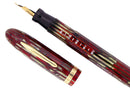 CIRCA 1935 CONKLIN NOZAC RED PEARL STRIPED 5M WORD GAUGE FOUNTAIN PEN RESTORED OFFERED BY ANTIQUE DIGGER