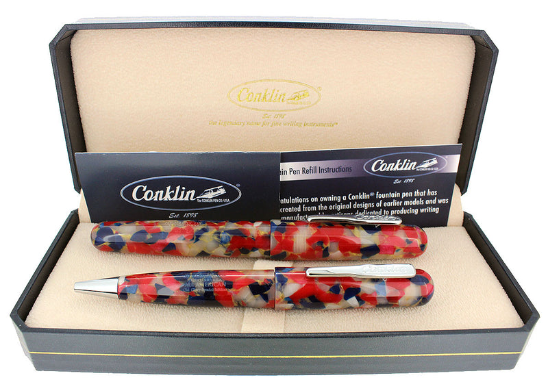 CONKLIN ALL AMERICAN OLD GLORY SPECIAL EDITION FOUNTAIN PEN & BALLPOINT NEVER INKED IN BOX OFFERED BY ANTIQUE DIGGER