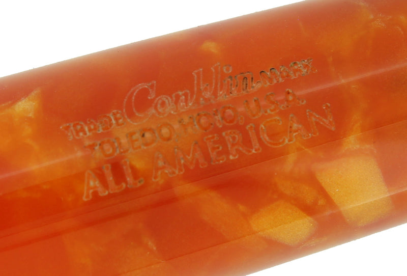 CONKLIN ALL AMERICAN SUNBURST ORANGE FOUNTAIN PEN MINT NEVER INKED IN BOX OFFERED BY ANTIQUE DIGGER