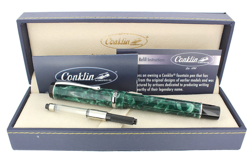CONKLIN DURAGRAPH FOREST GREEN FOUNTAIN PEN MINT NEVER INKED IN BOX OFFERED BY ANTIQUE DIGGER