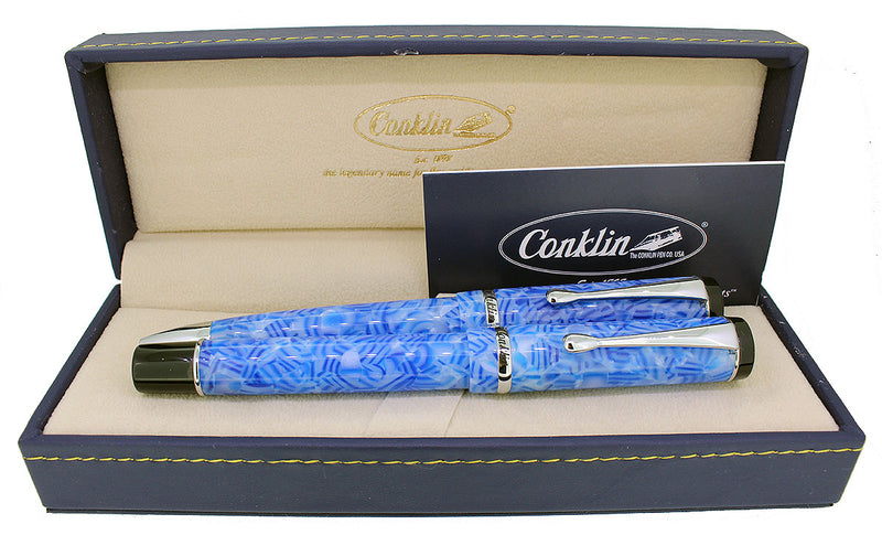 CONKLIN DURAGRAPH ICE BLUE FOUNTAIN PEN & BALLPOINT PEN MINT NEVER INKED IN BOX OFFERED BY ANTIQUE DIGGER