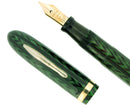 CIRCA 1932 CONKLIN NOZAC EMERALD V-LINE HERRINGBONE 14 SIDED FOUNTAIN PEN RESTORED OFFERED BY ANTIQUE DIGGER