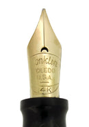 CIRCA 1932 CONKLIN NOZAC EMERALD V-LINE HERRINGBONE 14 SIDED FOUNTAIN PEN RESTORED OFFERED BY ANTIQUE DIGGER