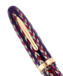 C1932 CONKLIN NOZAC RED & SILVER 5M WORD GAUGE HERRINGBONE FOUNTAIN PEN RESTORED OFFERED BY ANTIQUE DIGGER