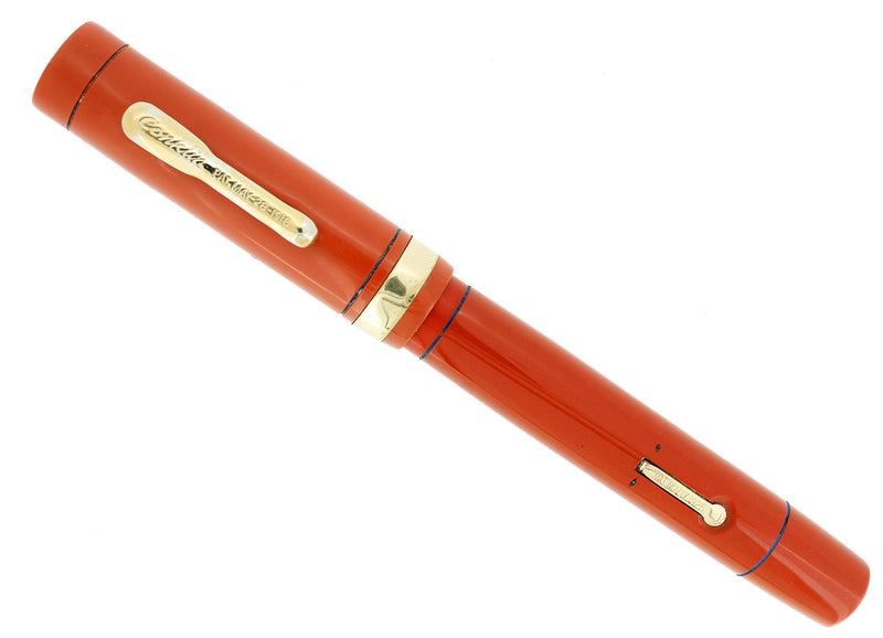 C1925 CONKLIN SENIOR ENDURA RED HARD RUBBER FOUNTAIN PEN RESTORED OFFERED BY ANTIQUE DIGGER