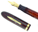 CIRCA 1936 CONKLIN RED V LINE HERRINGBONE OVERSIZED FOUNTAIN PEN RESTORED OFFERED BY ANTIQUE DIGGER