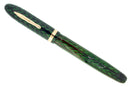C1932 CONKLIN NOZAC EMERALD V-LINE HERRINGBONE 14 SIDED FOUNTAIN PEN RESTORED OFFERED BY ANTIQUE DIGGER