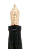 C1932 CONKLIN NOZAC EMERALD V-LINE HERRINGBONE 14 SIDED FOUNTAIN PEN RESTORED OFFERED BY ANTIQUE DIGGER