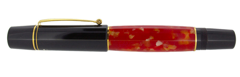 DELTA OLD NAPOLI PARTHENOPE FOUNTAIN PEN RED & BLACK 18K NIB MINT IN BOX NEW OLD STOCK OFFERED BY ANTIQUE DIGGER