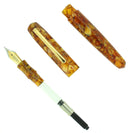 EDISON PEARL SIGNATURE SERIES GOLDEN FLAKE FOUNTAIN PEN MINT NEVER INKED IN BOX OFFERED BY ANTIQUE DIGGER