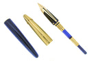 WATERMAN EDSON SAPPHIRE BLUE 18K MEDIUM NIB FOUNTAIN PEN W/SAPPHIRE INK CONVERTER OFFERED BY ANTIQUE DIGGER