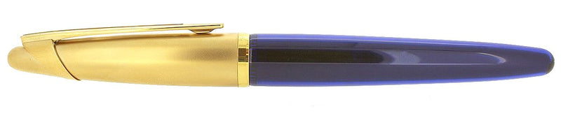 WATERMAN EDSON SAPPHIRE BLUE 18K MEDIUM NIB FOUNTAIN PEN W/SAPPHIRE INK CONVERTER OFFERED BY ANTIQUE DIGGER
