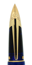 WATERMAN EDSON SAPPHIRE BLUE 18K MEDIUM NIB FOUNTAIN PEN W/SAPPHIRE INK CONVERTER OFFERED BY ANTIQUE DIGGER