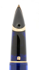 WATERMAN EDSON SAPPHIRE BLUE 18K MEDIUM NIB FOUNTAIN PEN W/SAPPHIRE INK CONVERTER OFFERED BY ANTIQUE DIGGER