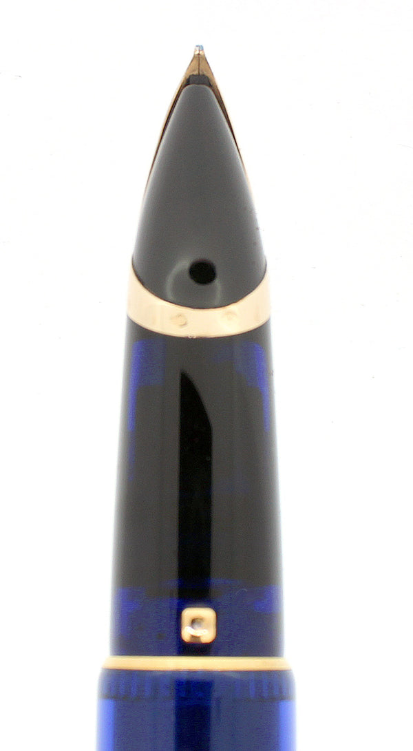 1990S WATERMAN EDSON SAPPHIRE BLUE FOUNTAIN PEN 18K MED NIB NEAR MINT