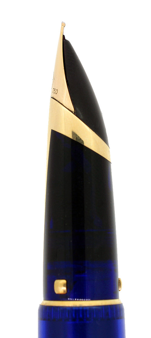 WATERMAN EDSON SAPPHIRE BLUE 18K MEDIUM NIB FOUNTAIN PEN W/SAPPHIRE IN