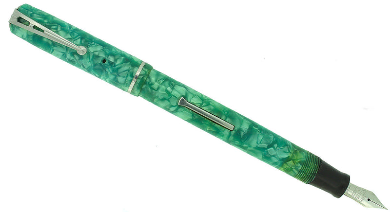 C1941 ESTERBROOK BLUE GREEN CRACKED ICE FOUNTAIN PEN NOT CATALOGED RESTORED OFFERED BY ANTIQUE DIGGER