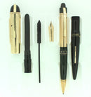 C1943 EVERSHARP SKYLINE FOUNTAIN PEN GOLD BARREL BLACK BODY SET MINT STICKERED OFFERED BY ANTIQUE DIGGER