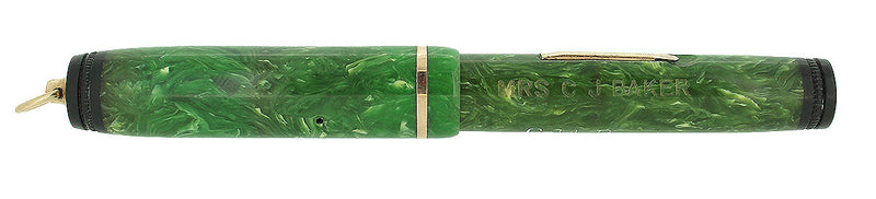 1930s GOLD BOND STONITE JADE RINGTOP FOUNTAIN PEN SMOOTH NIB RESTORED OFFERED BY ANTIQUE DIGGER