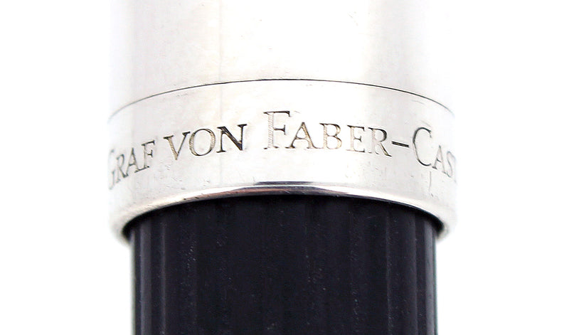 GRAF VON FABER-CASTELL CLASSIC FLUTED EBONY BARREL 18K M NIB FOUNTAIN PEN OFFER BY ANTIQUE DIGGER