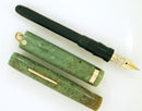 Restored 1920s SHEAFFER WHITE DOT JADE CELLULOID FOUNTAIN PEN RING TOP CAP WITH F to B NIB