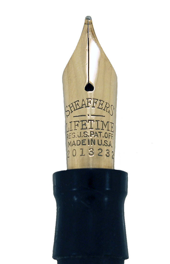Restored 1920s SHEAFFER WHITE DOT JADE CELLULOID FOUNTAIN PEN RING TOP CAP WITH F to B NIB