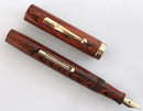 WATERMAN 52V RED RIPPLE FOUNTAIN PEN W/18K GOLD FILLED TRIM M to BB FLEX NIB