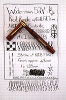 WATERMAN 52V RED RIPPLE FOUNTAIN PEN W/18K GOLD FILLED TRIM M to BB FLEX NIB