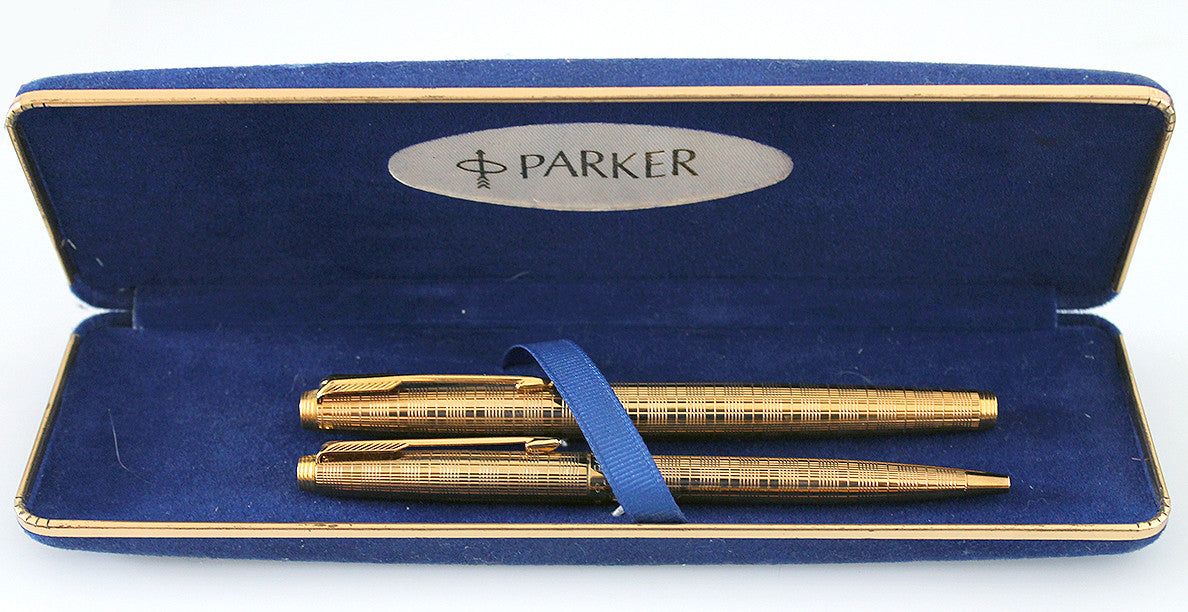 PARKER 75 VENDOME PRINCE DE GALLES FOUNTAIN PEN SET WITH 14K
