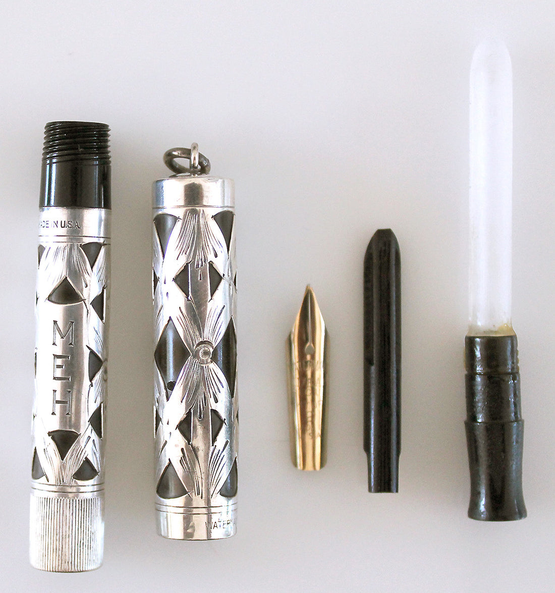 1920s STERLING WATERMAN'S 452 1/2V RING TOP FOUNTAIN PEN WITH M to BBB