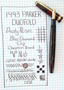 RESTORED 1943 PARKER STRIPED SENIOR DUOFOLD DUSTY ROSE CELLULOID FOUNTAIN PEN