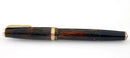 1938 PARKER BROWN DOUBLE JEWEL VACUMATIC SHADOW WAVE FOUNTAIN PEN RESTORED WITH HARD TO FIND STAR CLIP