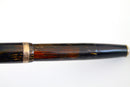 1938 PARKER BROWN DOUBLE JEWEL VACUMATIC SHADOW WAVE FOUNTAIN PEN RESTORED WITH HARD TO FIND STAR CLIP