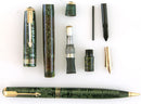 RESTORED 1936 PARKER EMERALD PEARL DOUBLE JEWEL VACUMATIC FOUNTAIN PEN SET 