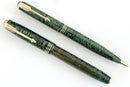 RESTORED 1936 PARKER EMERALD PEARL DOUBLE JEWEL VACUMATIC FOUNTAIN PEN SET 